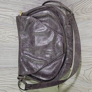 Vince Camuto Gray Chartreuse Leather Shoulder Hobo Bag Purse